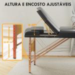 Marquesa de Massagem Dobrável Portátil com Altura Ajustável Apoio de Cabeça Apoios de Braço Acolchoados 215x60x64 - 89 cm Preto