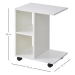 Mesa Auxiliar Moderna Mesa Auxiliar em Forma de C com Rodas e Prateleiras Abertas 45x35x58 cm Branca