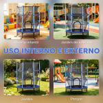 Trampolim para Crianças com Rede de Segurança e Estrutura de Aço para Interiores e Exteriores Carga 50 kg Ø163x190 cm Azul