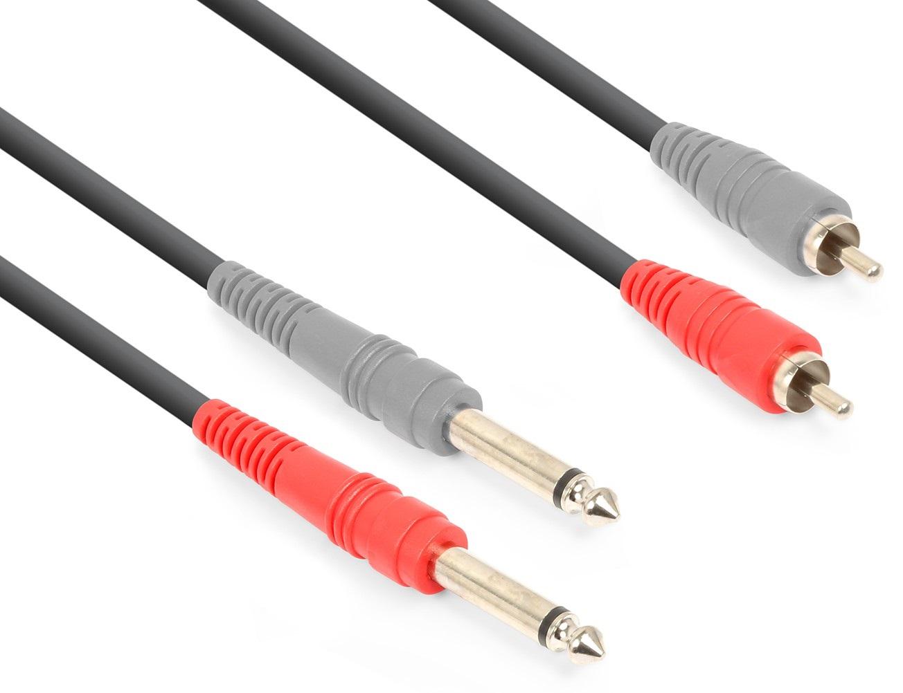Cabo 2x Jack 6,3mm Macho Mono - 2 RCA Macho (1,5 mts) - VONYX