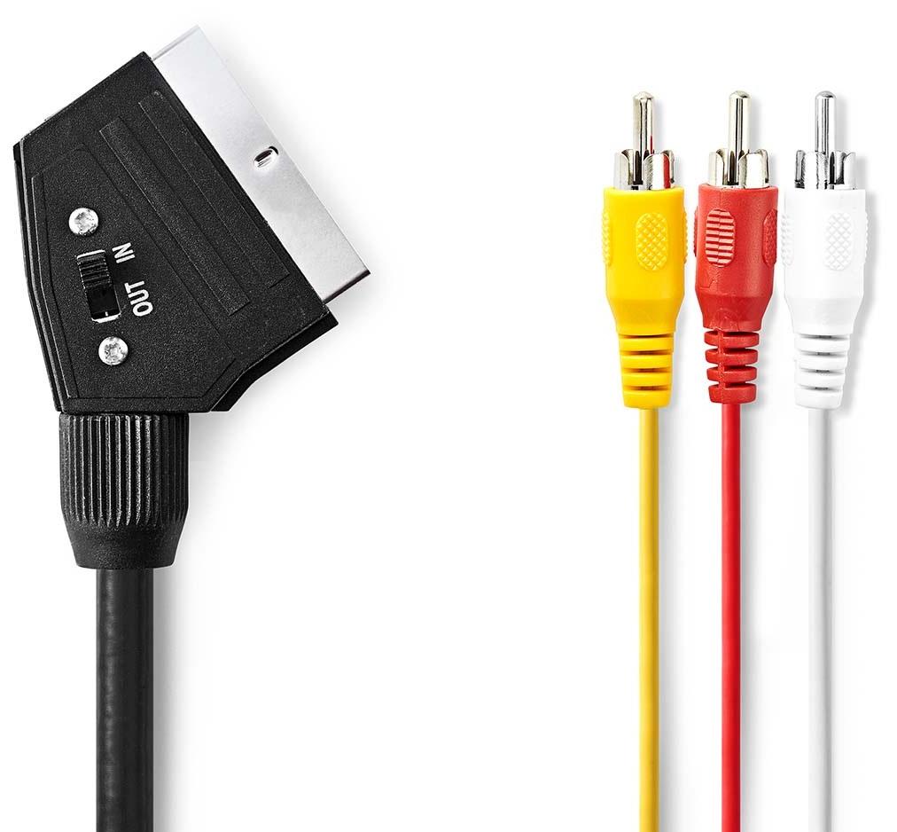 Cabo SCART 21 Pinos (IN - OUT) - 3 RCA Macho - 2 mts