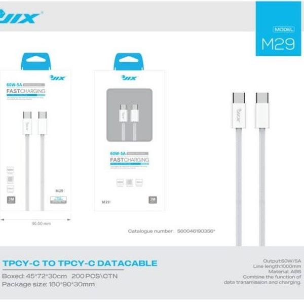 Cabo de Dados Type-C para Type-C 3M – PD 60W/5A