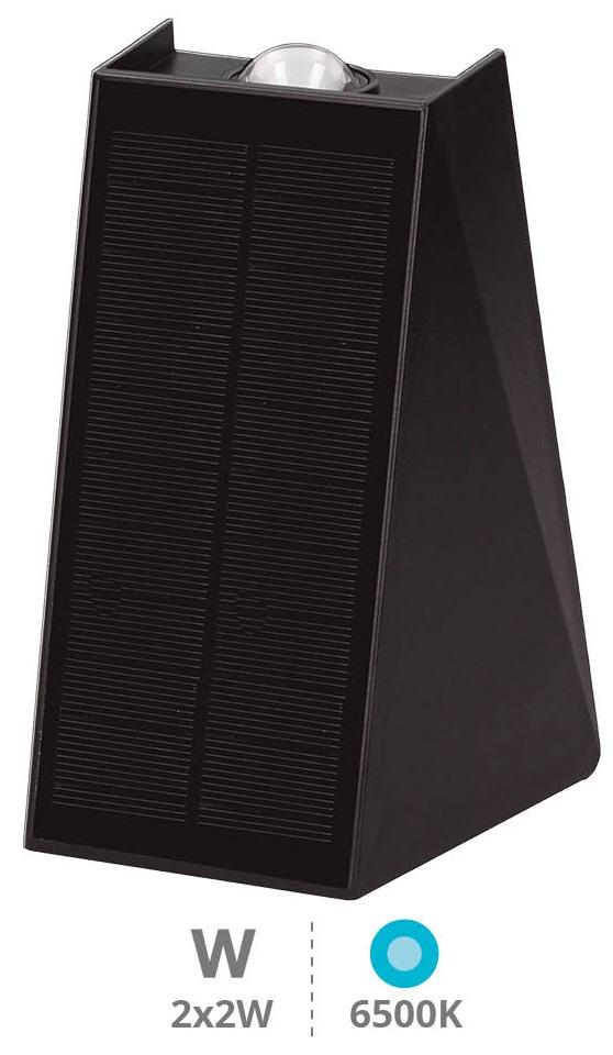 Aplique LED Solar Jankia 2x 2W Branco F. 6500K 1500mAh c/ Sensor PIR + Crepuscular (Preto) - GSC