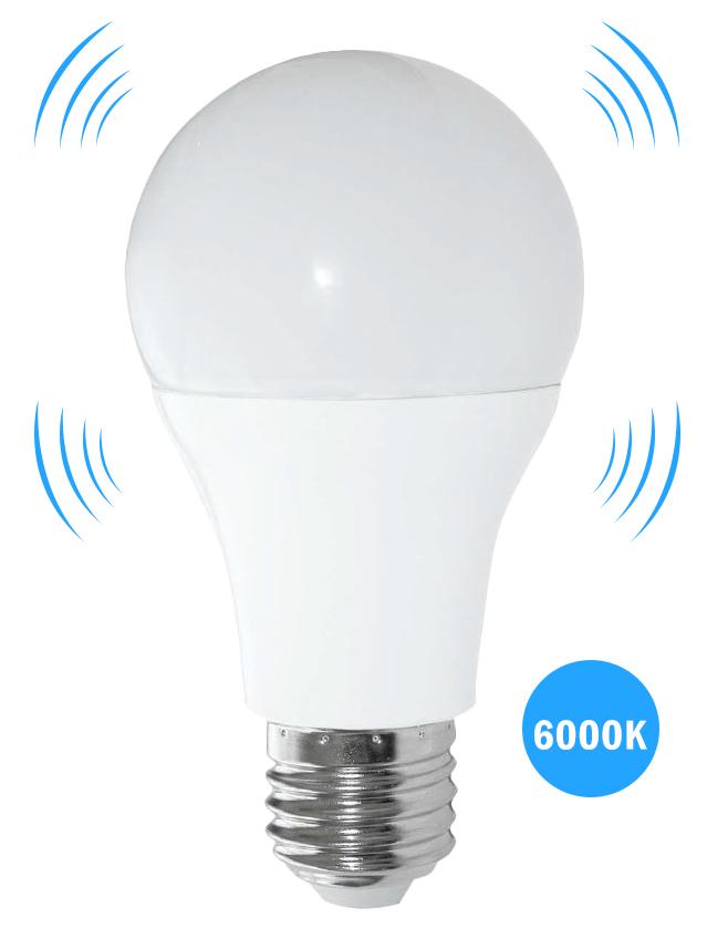 Lampada LED A60 220V E27 7W Branco F. 6000K 630Lm c/ Sensor Movimento