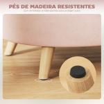 Puff Estofado em Veludo Acolchoado Banco de Armazenamento com Tampa Removível e Pés de Madeira 71x51,5x42 cm Rosa