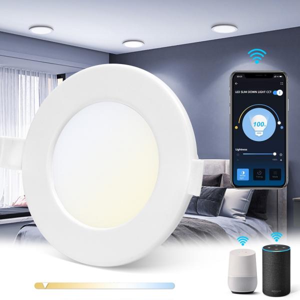 Painel Smart LED Inteligente Redondo Ø11,5cm Wi - Fi RGB+CCT 6W 2700K ~ 6500K 600Lm
