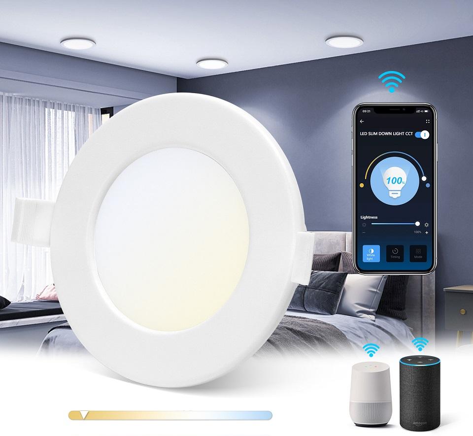 Painel Smart LED Inteligente Redondo Ø11,5cm Wi - Fi RGB+CCT 6W 2700K ~ 6500K 600Lm