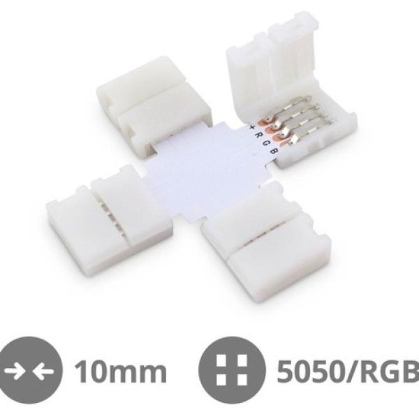 Conector União em Forma de X 10mm (SMD5050/RGB) p/ Fita de LEDs - GSC