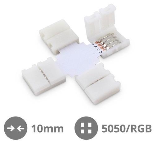Conector União em Forma de X 10mm (SMD5050/RGB) p/ Fita de LEDs - GSC