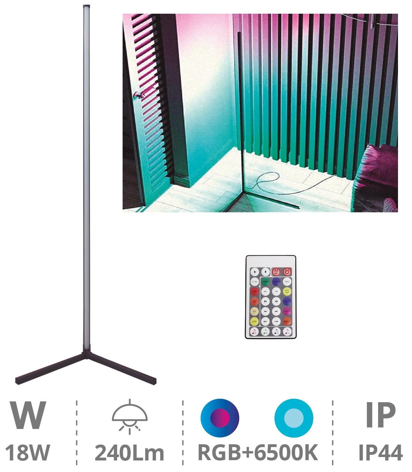 Candeeiro de Pé LED 18W RGB + 6500K c/ Comando e Sensor de Som - GSC