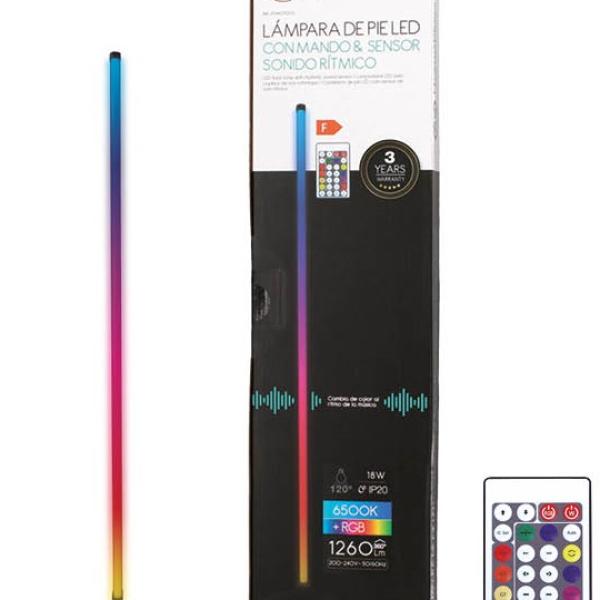 Candeeiro de Pé LED 18W RGB + 6500K c/ Comando e Sensor de Som - HOMEPLUSS