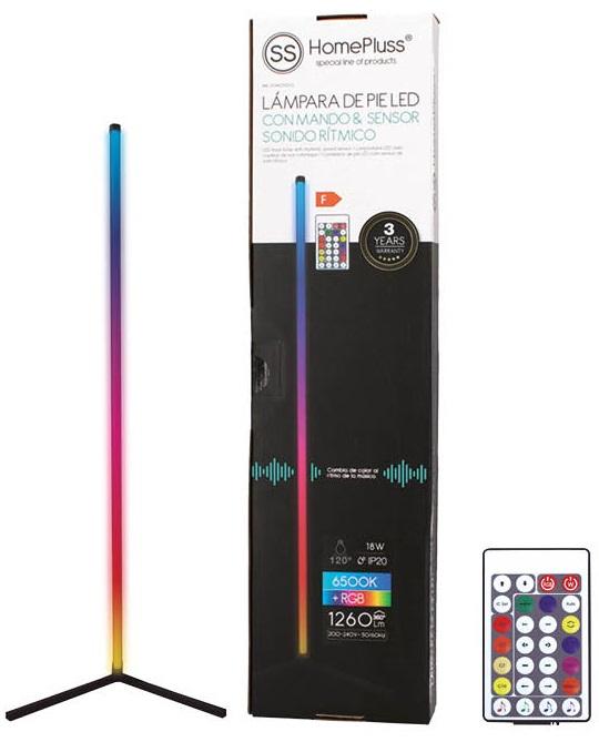 Candeeiro de Pé LED 18W RGB + 6500K c/ Comando e Sensor de Som - HOMEPLUSS