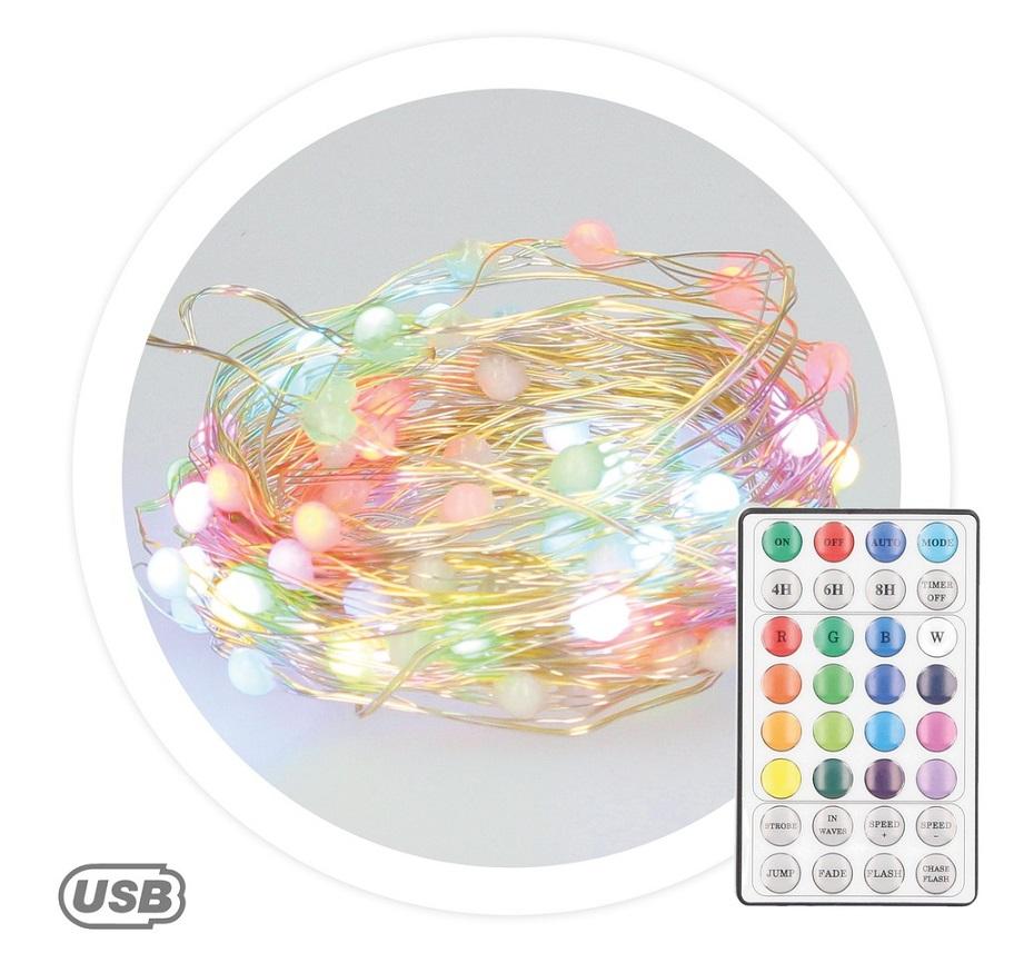 Serie 10 LED´s RGB Natal USB c/ Comando 32 Efeitos (9,9 mts) - GSC