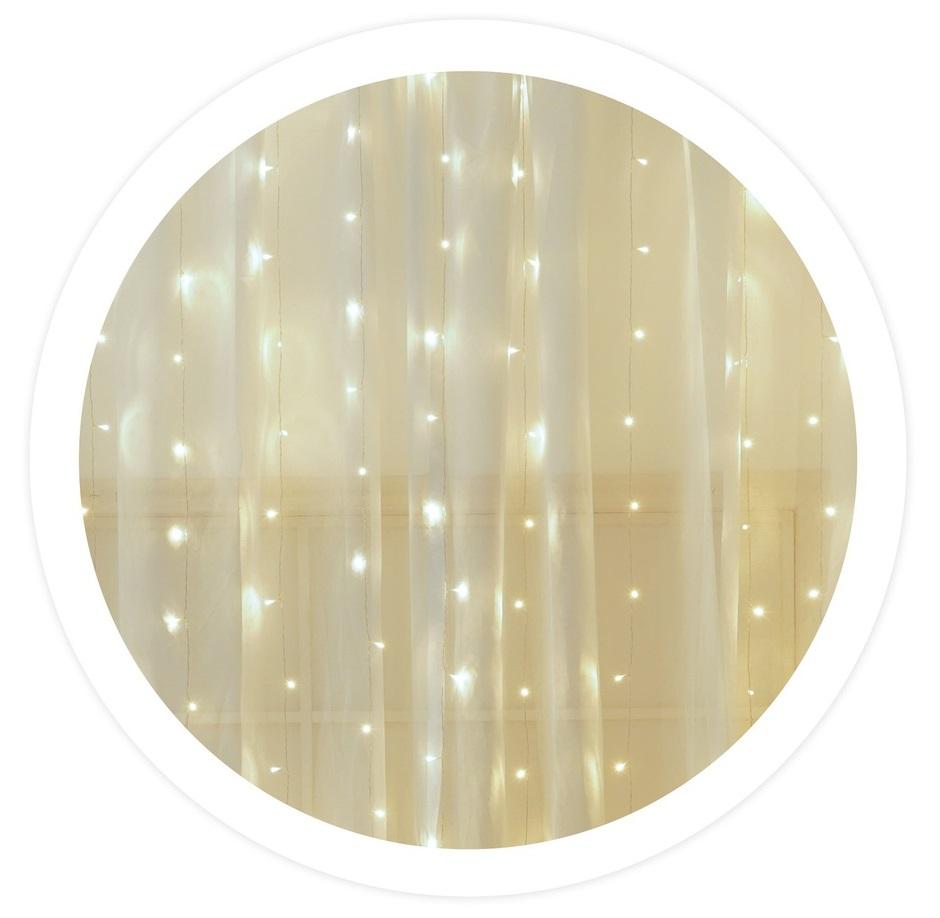 Cortina 100 LEDs Decoração Natal Branco F. 6000K (2 x 1 mts) - GSC