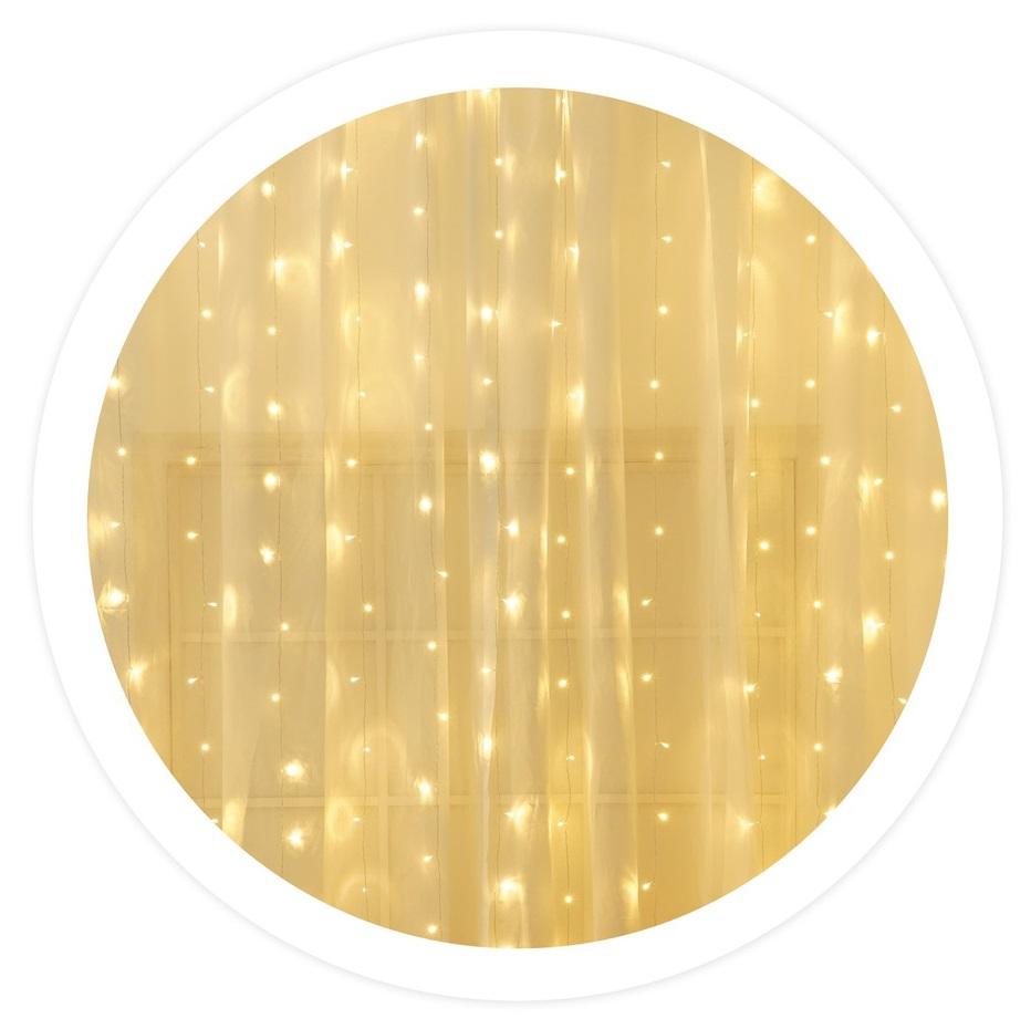 Cortina 300 LEDs Decoração Natal Branco Q. 3000K (3 x 1 mts) - GSC
