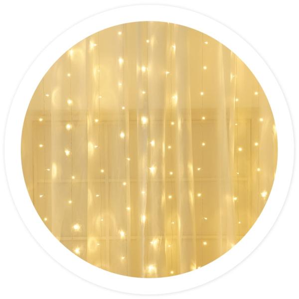 Cortina 200 LEDs Decoração Natal Branco Q. 3000K (5 x 1 mts) - GSC