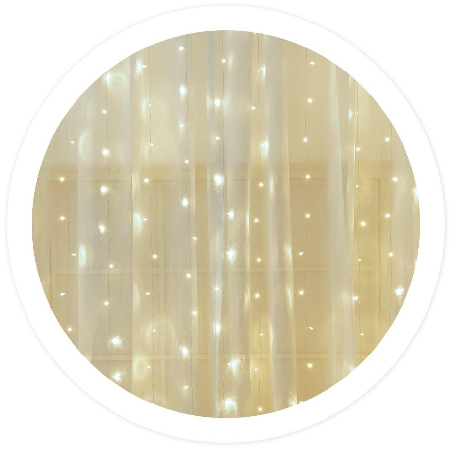 Cortina 200 LEDs Decoração Natal Branco F. 6000K (5 x 1 mts) - GSC