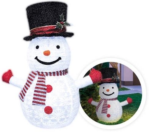 Boneco de Neve Dobrável 40 LEDs Branco Frio 6000K c/ 8 Funções de Luz (700mm) - GSC