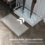 Suporte para Guarda - Chuva Moderno Retangular com 24 Ganchos 21 Espaços e Bandeja Recolhedora de Gotas 50x24x68 cm Branco