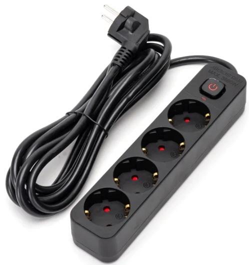 Extensão Quadrupla c/ Interruptor (3 mts) - Preto