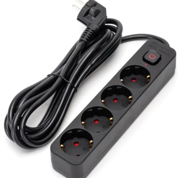 Extensão Quadrupla c/ Interruptor (3 mts) - Preto