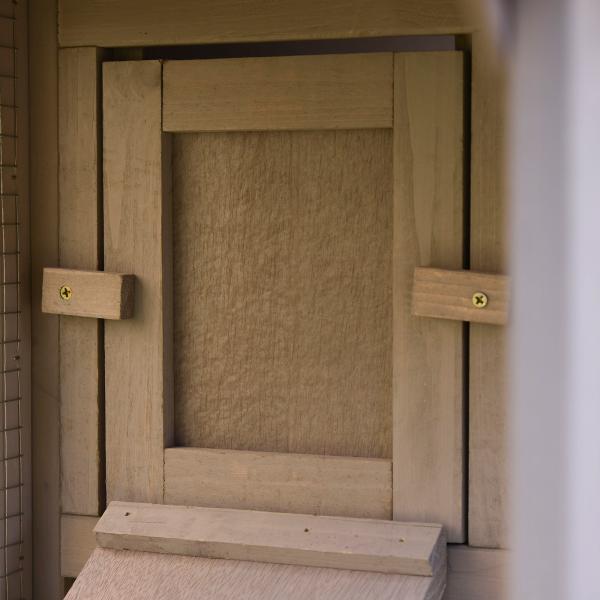 Coelheira de Exterior Grande Gaiola de Madeira para 2 - 4 Coelhos com Teto Asfáltico Recinto de Arame Bandeja Removível e Rampas 210x45,5x84,5cm Cinza e Preto