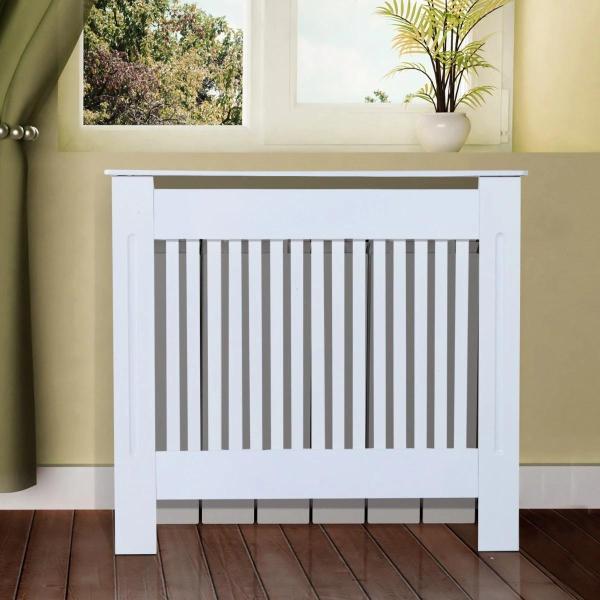 Cobertura Radiador Moderna de MDF com Prateleira Superior para Sala de Estar Dormitório Escritório 112x19x81cm Branco