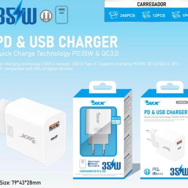 Carregador Rápido PD 35W + USB