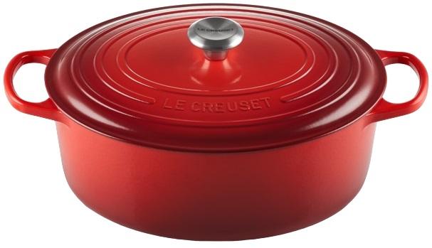 Caçarola Cocotte Signature Oval de Ferro Fundido 33cm 7.5L (Cereja) - LE CREUSET