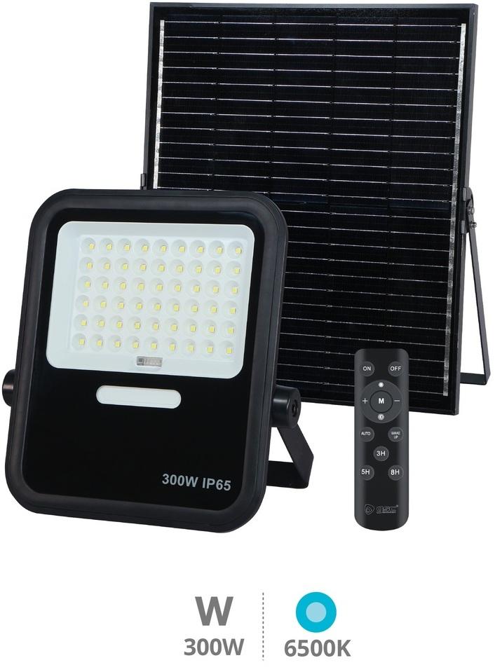 Kit Projector LED Miloha 300W 6500K IP65 c/ Painel Solar (Preto) - GSC