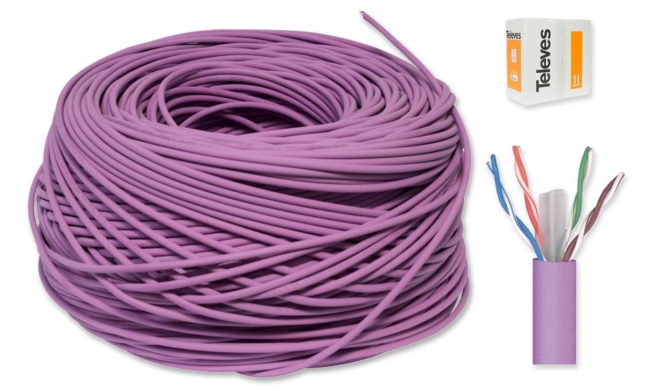 Bobine Cabo U/UTP CAT6 Eca Cu LSHF Ø6,2mm Violeta (305 mts) - TELEVES 2123