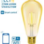 Lâmpada LED Inteligente E27 ST64 Filamento Smart Wi - Fi 220V 6W 2700K ~ 6500K 806Lm (Âmbar)