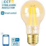 Lâmpada LED Inteligente E27 A60 Filamento Smart Wi - Fi 220V 6W 2700K ~ 6500K 806Lm (Âmbar)