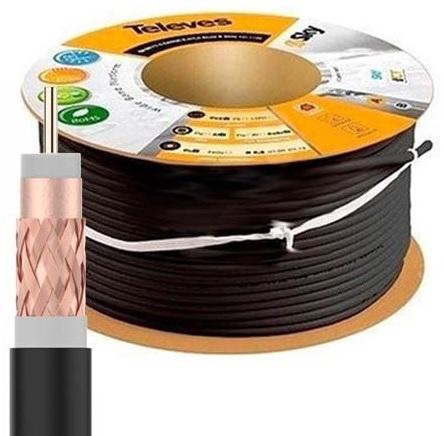 Bobine Cabo Coaxial ITED4 Cobre T100plus, 16RtC Preto (100 mts) - TELEVES