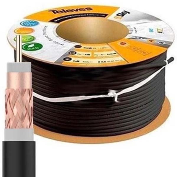 Bobine Cabo Coaxial ITED4 Cobre T100plus, 16RtC Preto (100 mts) - TELEVES