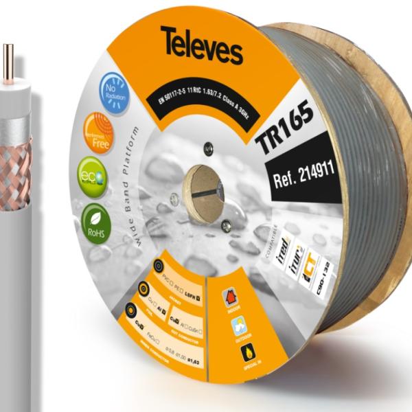 Bobine Cabo Coaxial RG11 TR - 165, 11RtC Cinza (250 mts) - TELEVES