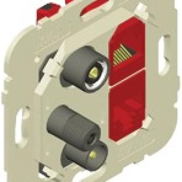Tomada Mista R+TV+SAT+2x RJ45 Cat6 UTP Estrela Série MEC21 - EFAPEL