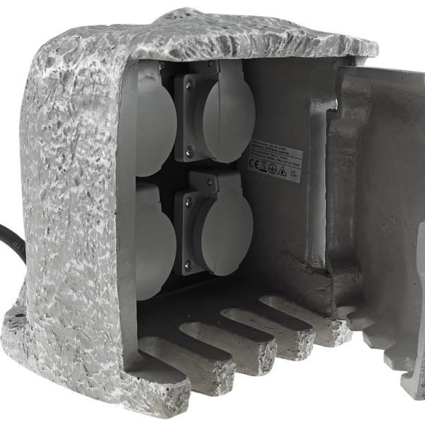 Tomada Decorativa Pedra Exterior c/ 4 Tomadas Schucko 250V/16A (IP44)