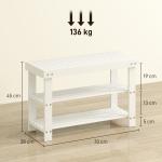 Banco Sapateira de Bambu Organizador de Sapatos com 2 Prateleiras para 6 - 9 Pares de Sapatos 70x28x45 cm Branco