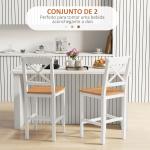 Conjunto de 2 Bancos de Bar de Madeira com Encosto e Apoio para os Pés Estilo Rústico para Cozinha 41x46x97.5 cm Natural