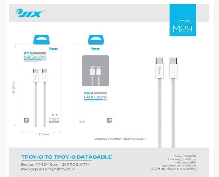 Cabo de Dados Type-C para Type-C 1M – PD 60W/5A