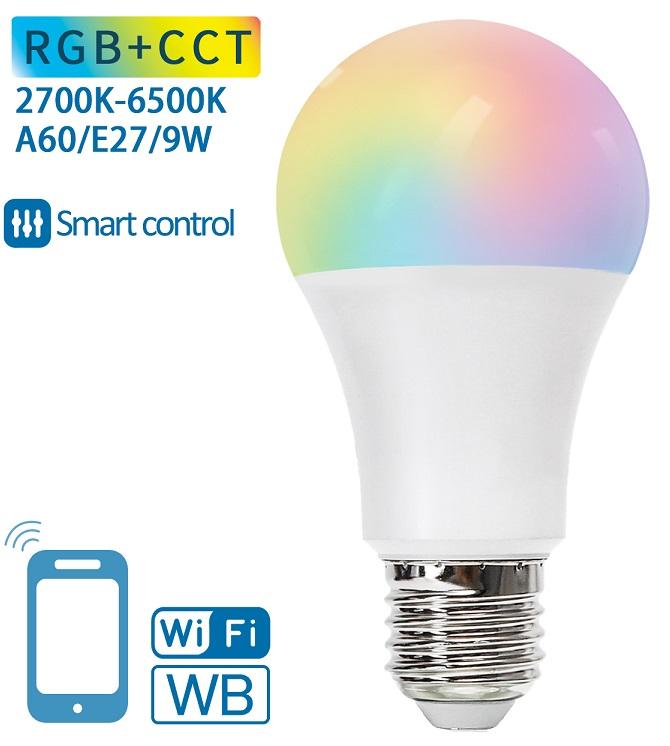 Lâmpada LED Inteligente E27 A60 Smart Wi - Fi 220V 9W RGB + 2700K ~ 6500K 806Lm
