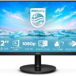 Monitor Philips V - Line 221V8A 21.5" Full HD 75 Hz VA 200 cd/m² 4000:1 4 ms HDMI VGA Multimedia Preto