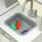 Cozinha de Madeira para Crianças com Sons Forno Lavatório Micro - Ondas Máquina de Gelo e Acessórios 110x80x91 cm Cinza