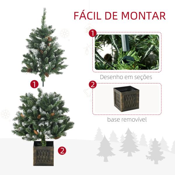 Árvore de Natal Artificial Nevada Altura 120 cm com 328 Ramos e Suporte Metálico Verde