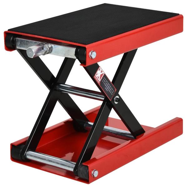 Plataforma de Elevação Tipo Tesoura com Altura Ajustável Carga 500kg 41,5x23,5x10 - 37cm Preto e Vermelho