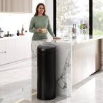 Caixote do Lixo Automático 50 L com Sensor Infravermelho, Fecho Automático, Antidedadas, Aço Inoxidável, Preto