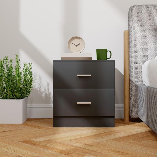 Mesa de Cabeceira Moderna com 2 Gavetas para Sala Quarto Capacidade 30 kg 45x39,5x49 cm Preto