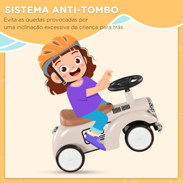 Carro Andador para Bebé de 12 a 36 Meses com Buzina Compartimento de Armazenamento e Volante 58x27x35 cm Creme