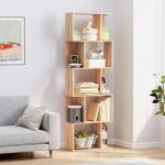 Estante para Livros Estante Alta de Parede com 5 Níveis em Forma de S Desenho Moderno 60x24x184,5 cm Madeira